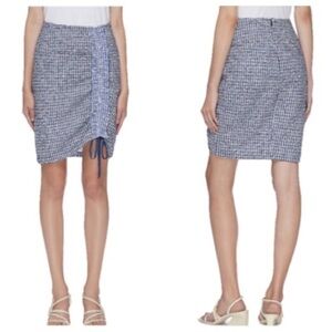 Staud Gingham Drawstring Cello Ruched Checkered Mini Skirt sz 6